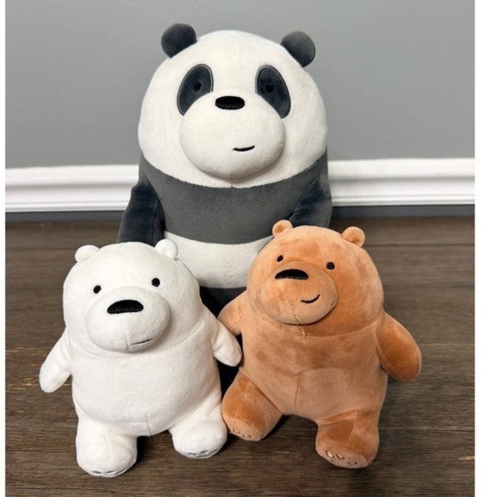 Miniso We Bare Bears Plush Set Grizzly Panda Ice Bear Cartoon Network Toy